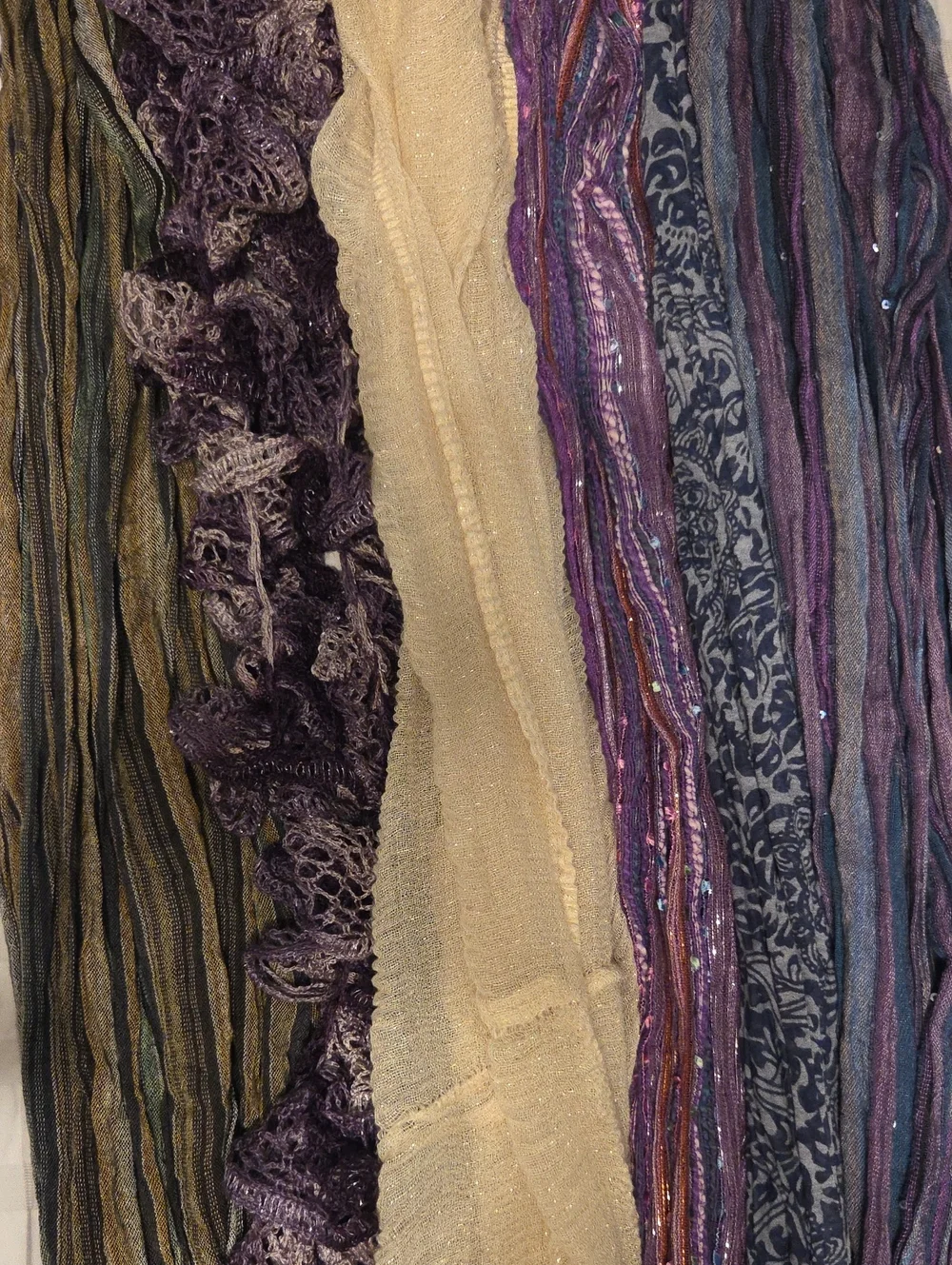 Fashion Women's Scarf Set - Purple & Cream